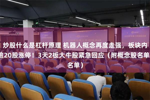 炒股什么是杠杆原理 机器人概念再度走强，板块内逾20股涨停！3天2板大牛股紧急回应（附概念股名单）