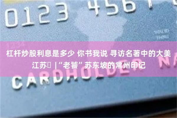 杠杆炒股利息是多少 你书我说 寻访名著中的大美江苏㉑|“老饕”苏东坡的常州印记