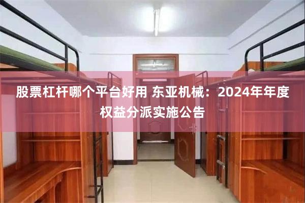股票杠杆哪个平台好用 东亚机械：2024年年度权益分派实施公告